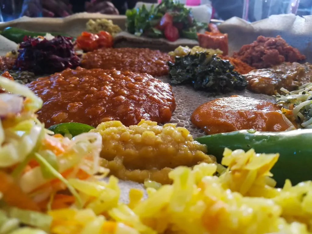 Ethiopian Food - Yetsom Beyaynetu (Ethiopian Combination Platter)