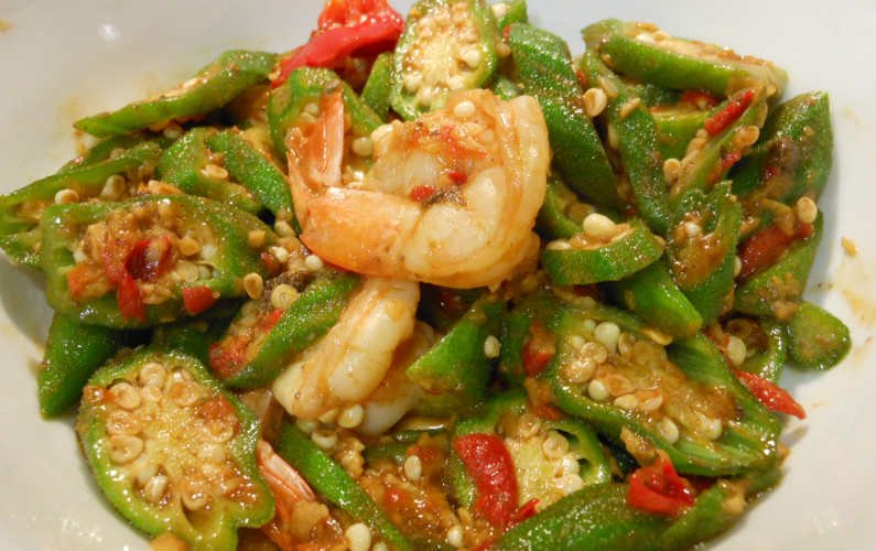 Indonesian recipes - Okra and Shrimp Stir (Fry with Chili Sauce)