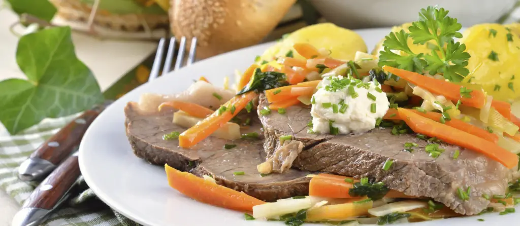 Austrian Cuisine - Tafelspitz (boiled beef with horseradish and root vegetables)