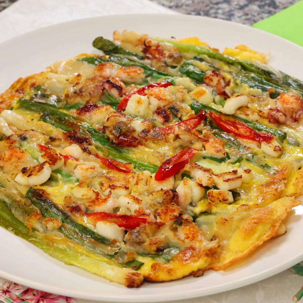 Korean Food - Haemul Pajeon (Seafood Scallion Pancakes)