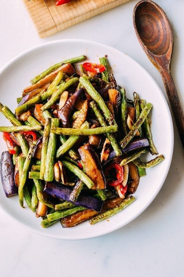 Chinese Vegan Food - Eggplant String Bean Stir-fry