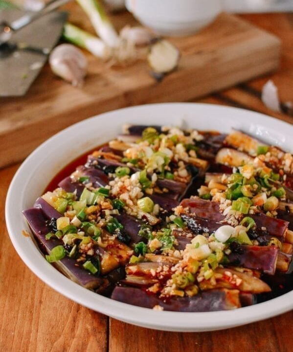 Chinese Vegan Food - Steamed Eggplant, Hunan Style