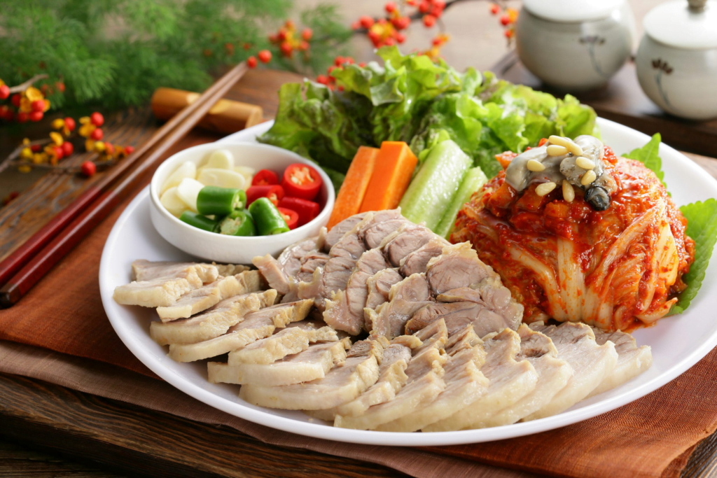 Korean Food - Bossam (Korean Pork Belly Wraps)
