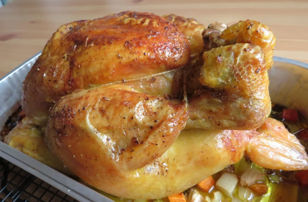 English Food - Slow-cooked roast chicken with gravy
