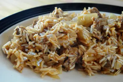 Comoros Food - Beef Pilaou (Rice and Beef Pilaf) 