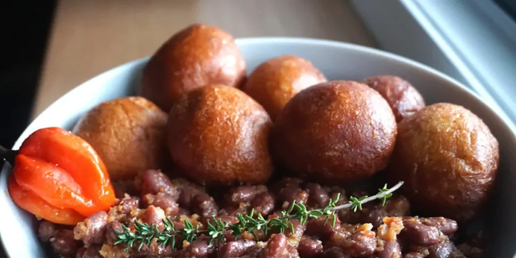 Cameroon Food - Puff Puff and Beans 